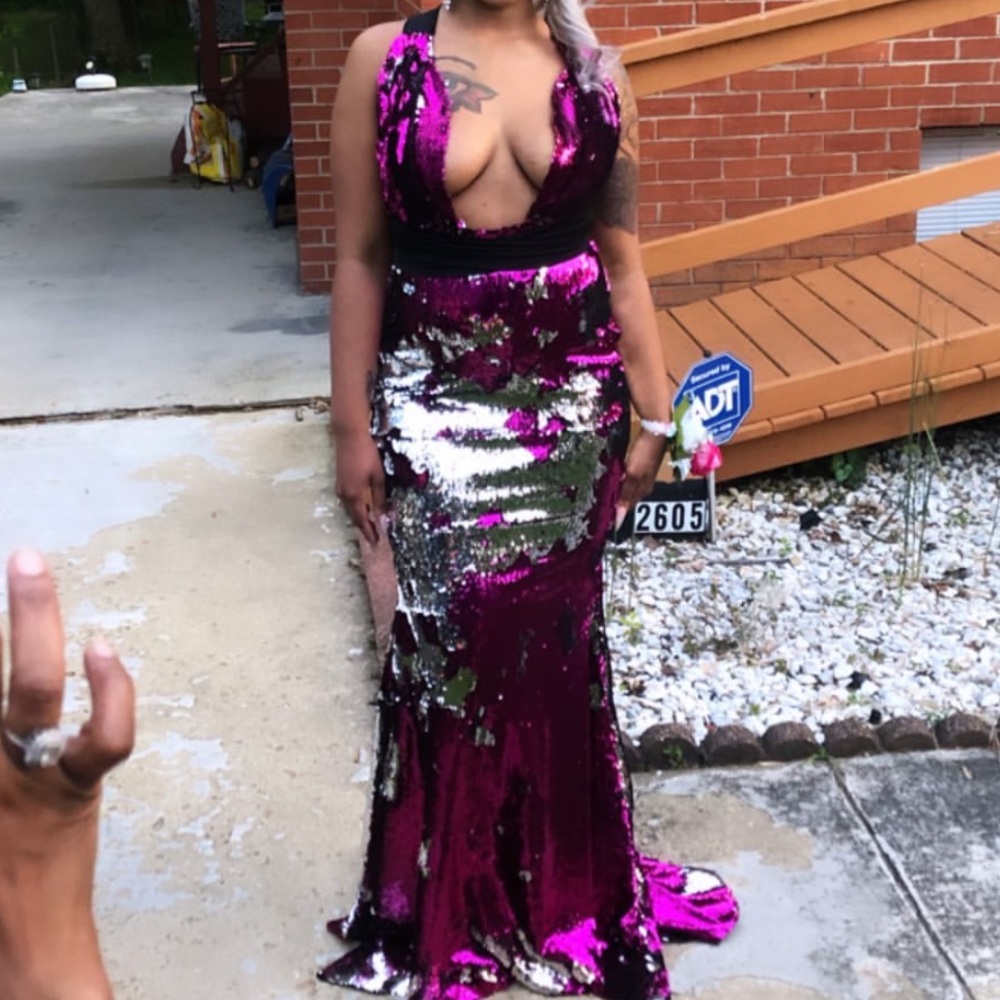 Reverse Sequin Prom Dress